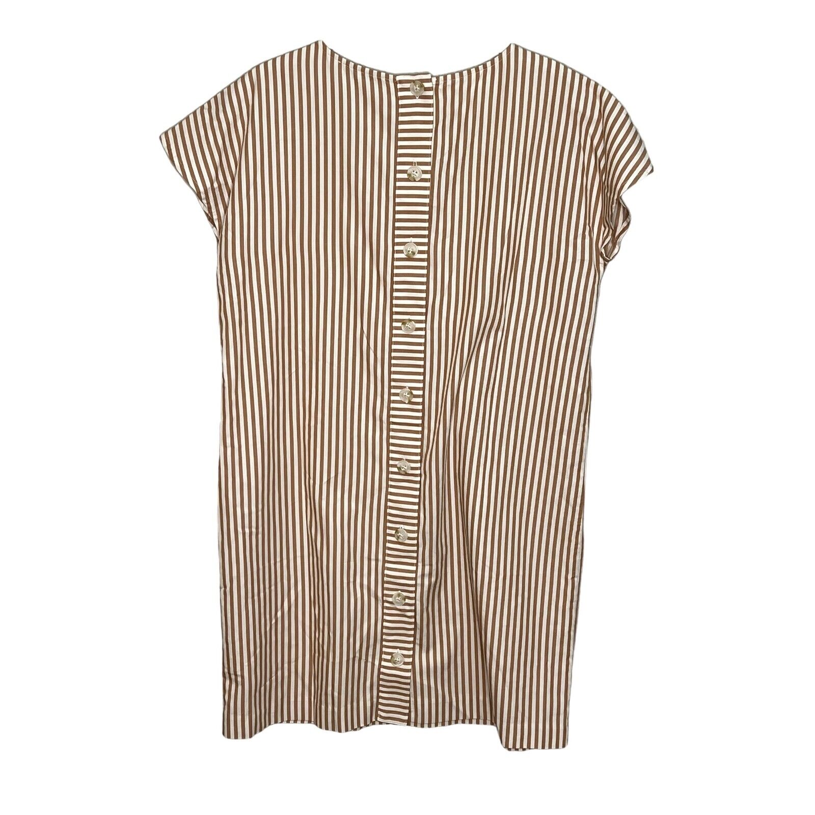 Madewell Tan and White Striped Button-Back Easy Dress Size Small