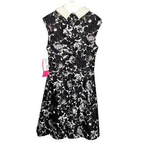 Betsey Johnson Black White Floral Rose Pearl Color Dress Size 6 NEW $158