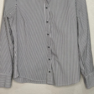 J Crew 365 Charcoal Gray White Striped Button Up Shirt Size 6