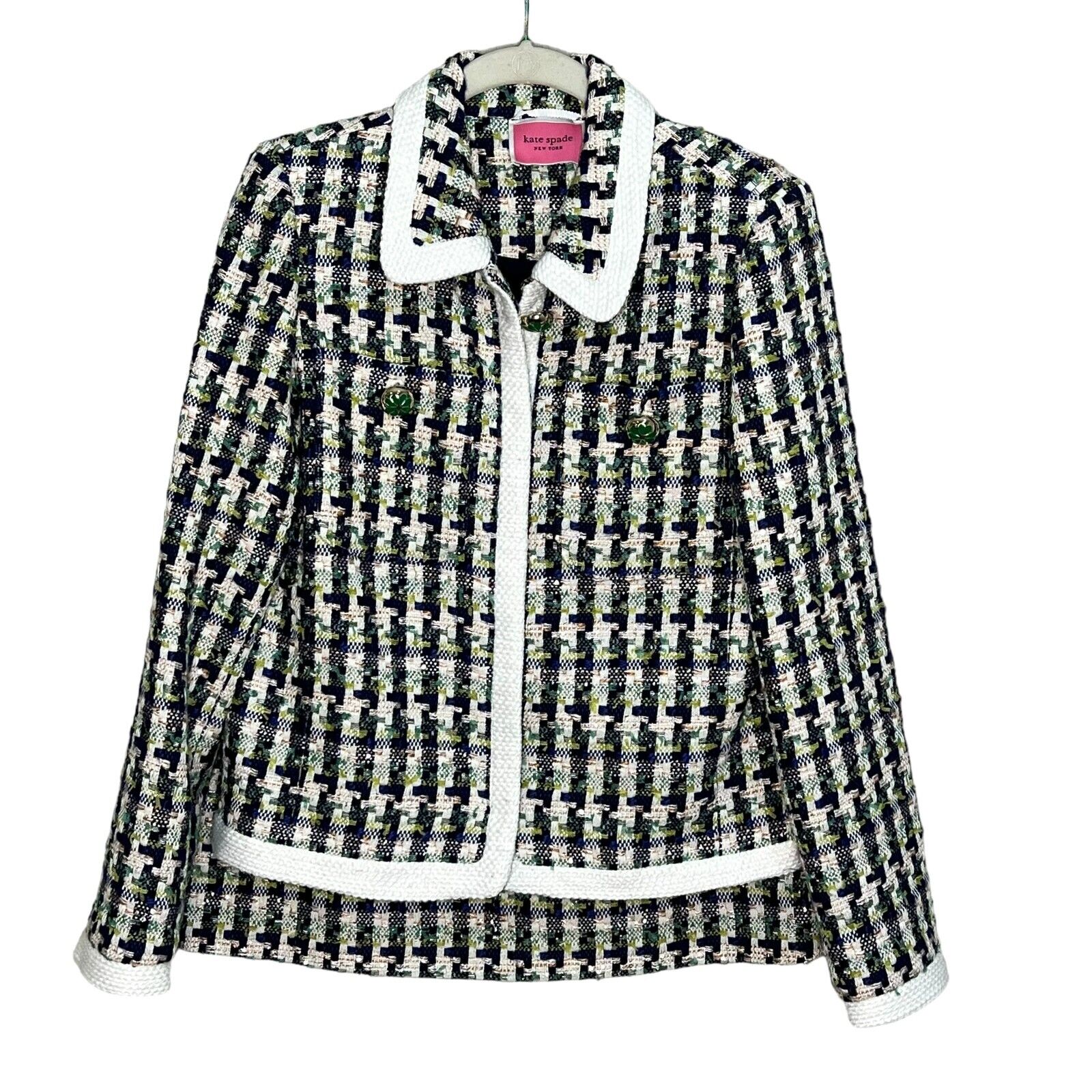 Kate Spade Cotton Pop Tweed Collared Jacket and Skirt Set Size 4