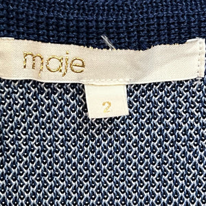 Maje Mathieu Bleu Jacquard Knit Top Sweater Size Medium 2