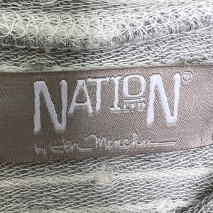 Nation LTD Pamona Gray Pullover Polka Dot Striped Hem and Cuff Sweatshirt Small