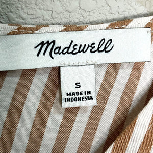Madewell Tan and White Striped Button-Back Easy Dress Size Small