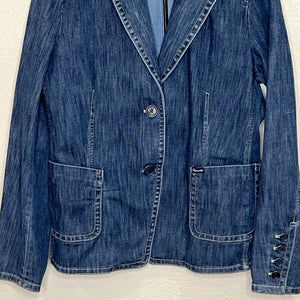 Faconnable Womens Denim Blazer Jacket Size Medium
