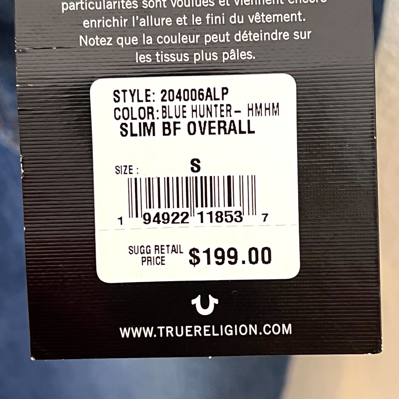 True Religion Women Slim Jean Denim Overalls Size Small NEW $199