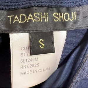 Tadashi Shoji Pintuck Jersey Lace Dress in Navy Small