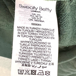 Sweaty Betty Green Hooded V Neck Sweatshirt 0-2 XS
