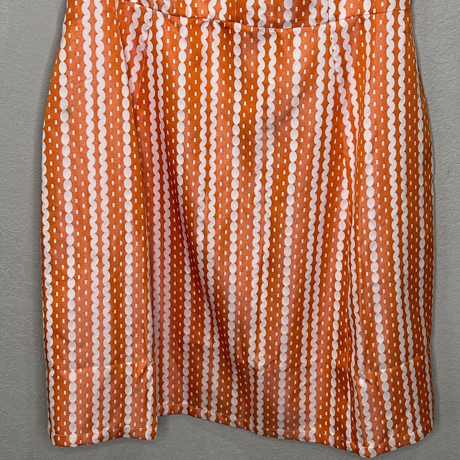 Julie Brown New York Orange White Lined Sleeveless Dress Pockets Size 10