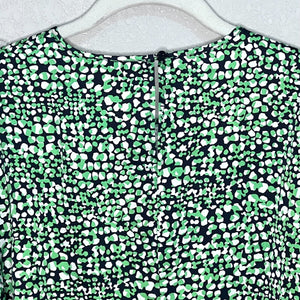 BOSS Hugo Boss Women Green Iflori Printed Puff Sleeve Top Blouse Size 6 NEW $198