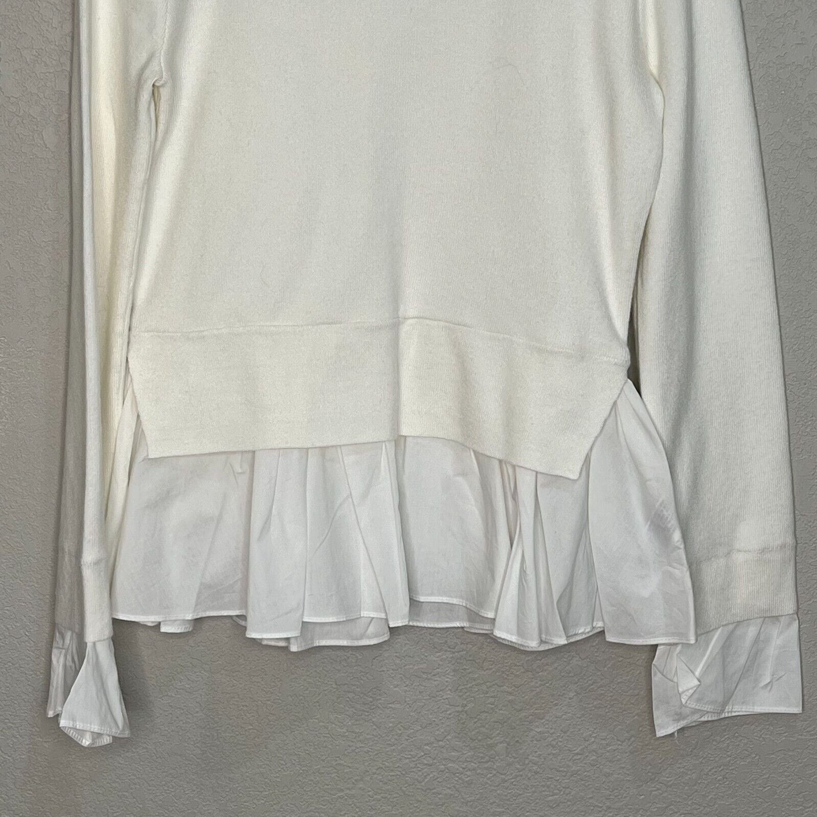 English Factory Ivory White Mixed Media Sweater Layered Twofer Size XS