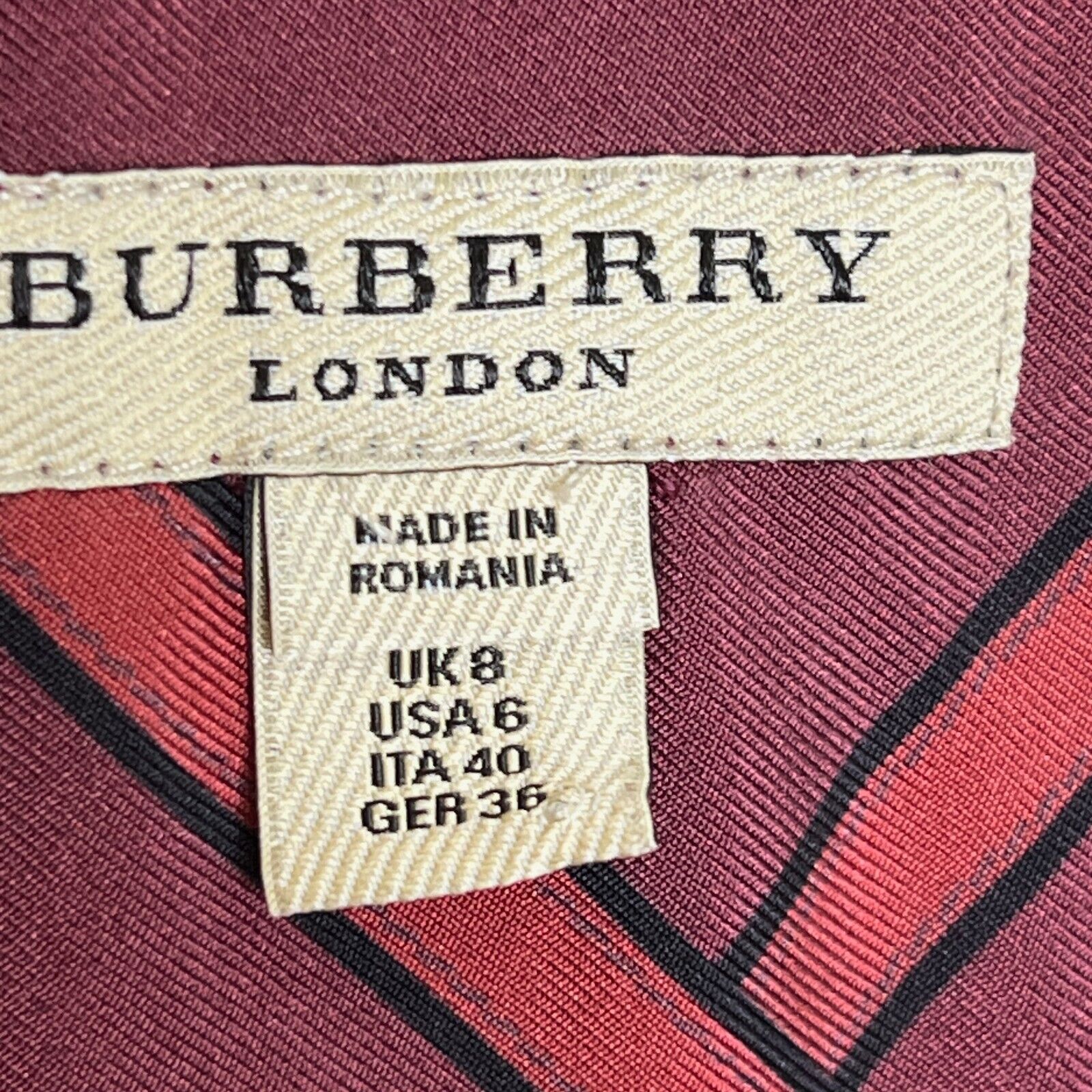 Burberry London Belt Print Silk Button Down Shirt Top Size 6