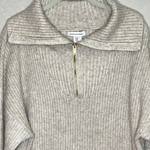 cupcakes & cashmere Soft and Cozy Ribbed Knit Zip Sweater Size XL