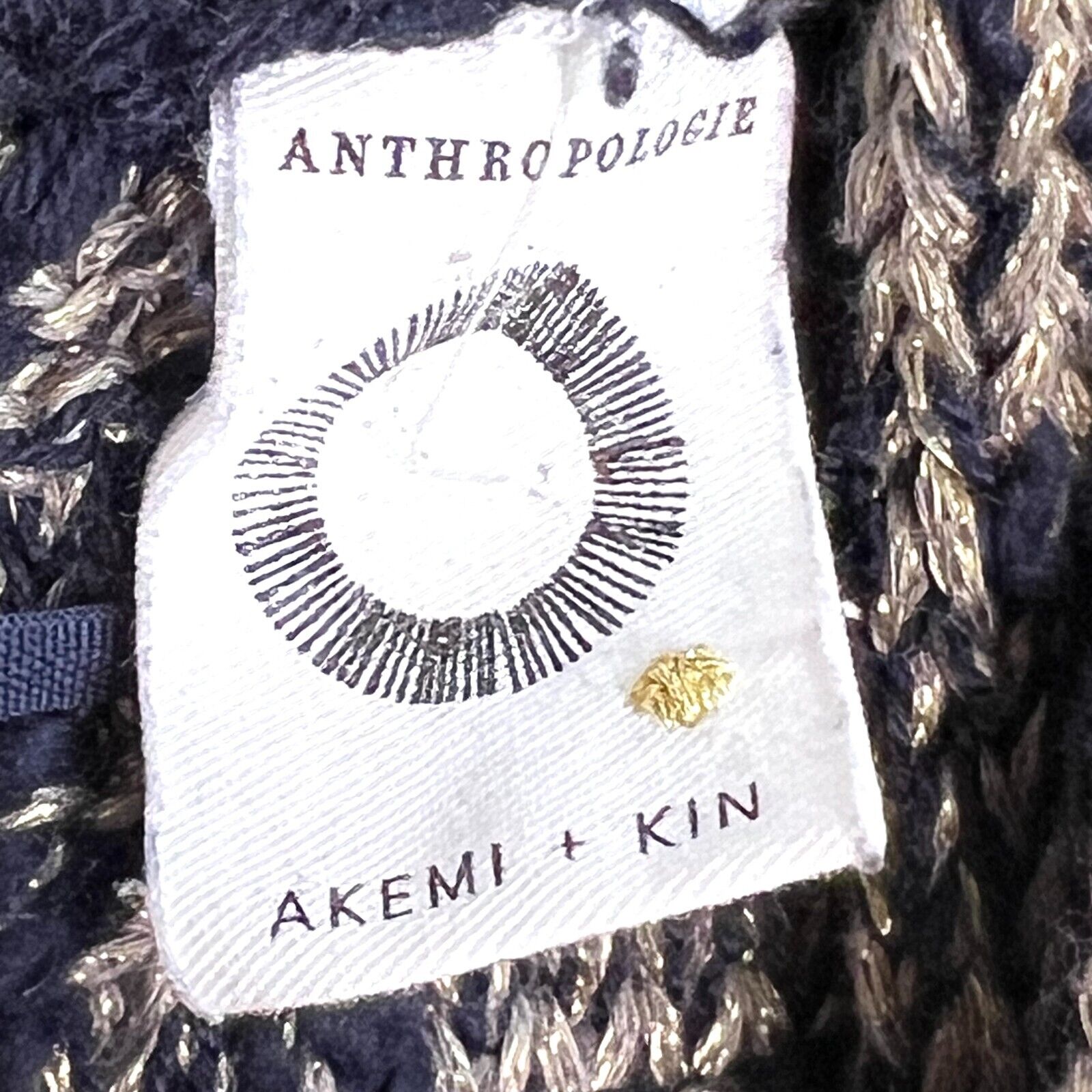 Anthropologie Akemi + Kin Alta Marled Navy Blue Gold Silver Open Long Cardigan S