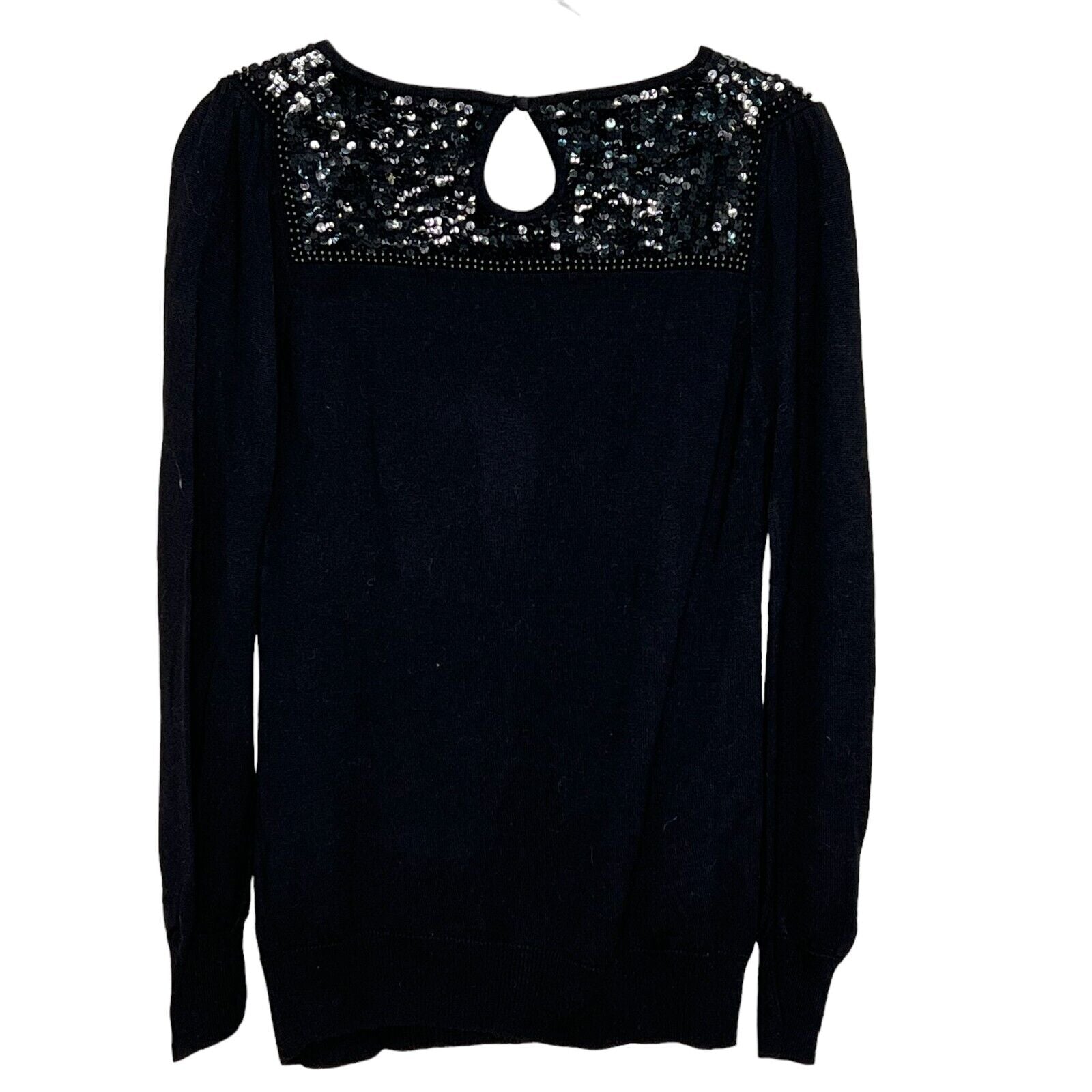 French Connection Black Beaded Sequin Sweater Size Medium