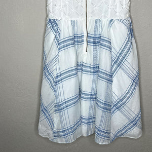 Anthropologie Moulinette Soeurs Seapane Dress Blue White Plaid Eyelet $198 Size4