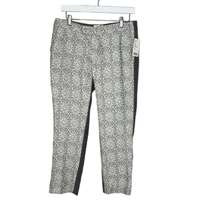 Anthropologie Elevenses Spliced Jacquard Slim Gray Print Pants Size 6 NEW