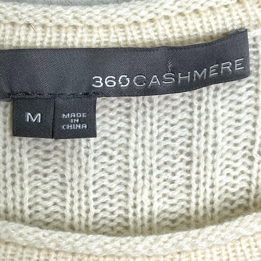 360 Cashmere Open Knit Ivory Cashmere Sweater Size Medium