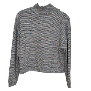Madewell Rainbow Rib Textured Turtleneck Crop Top Sweater Size Small