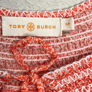 Tory Burch Madison Coral Floral Dress Elastic Waist Size Small