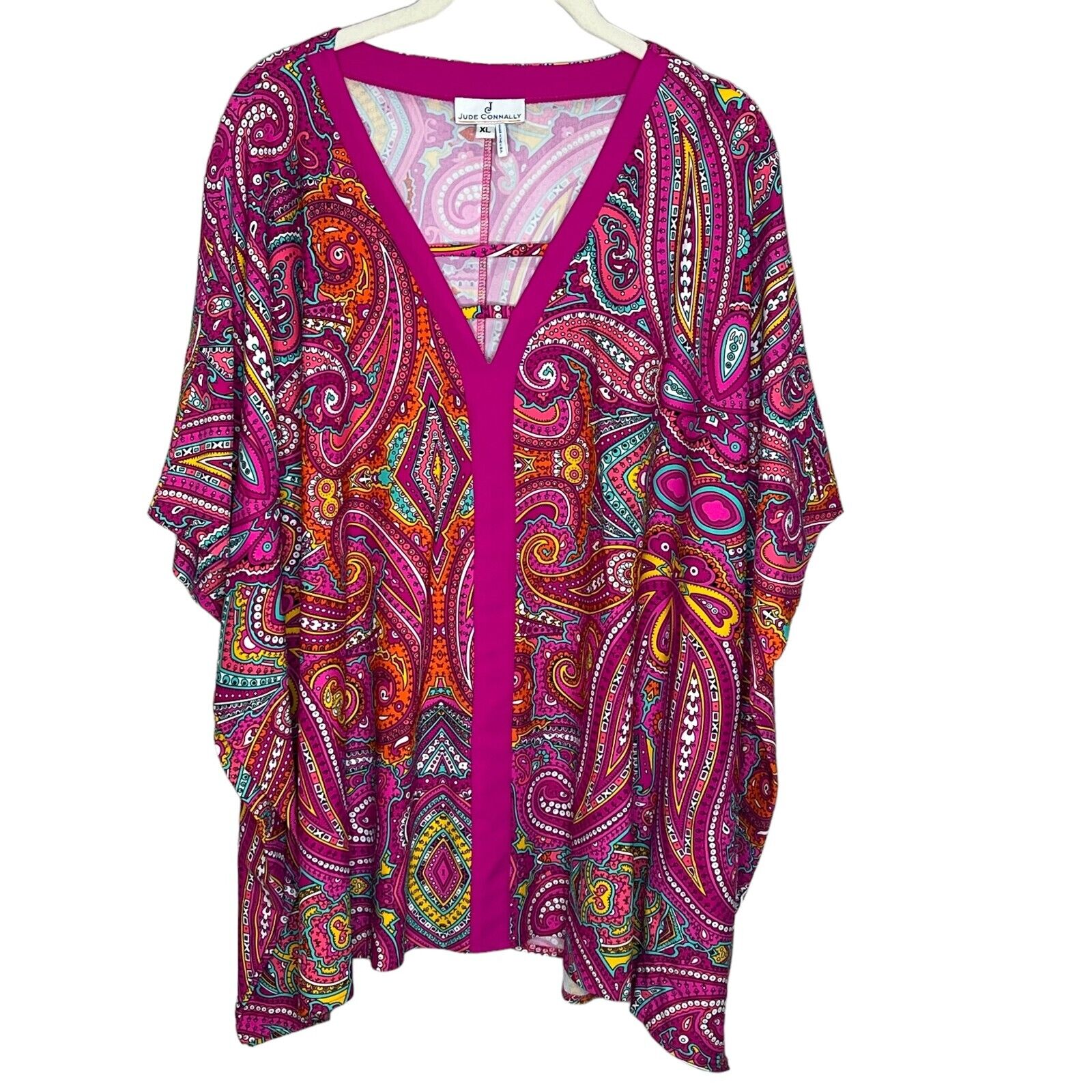 Jude Connally Pink Multicolor Paisley Top Size XL
